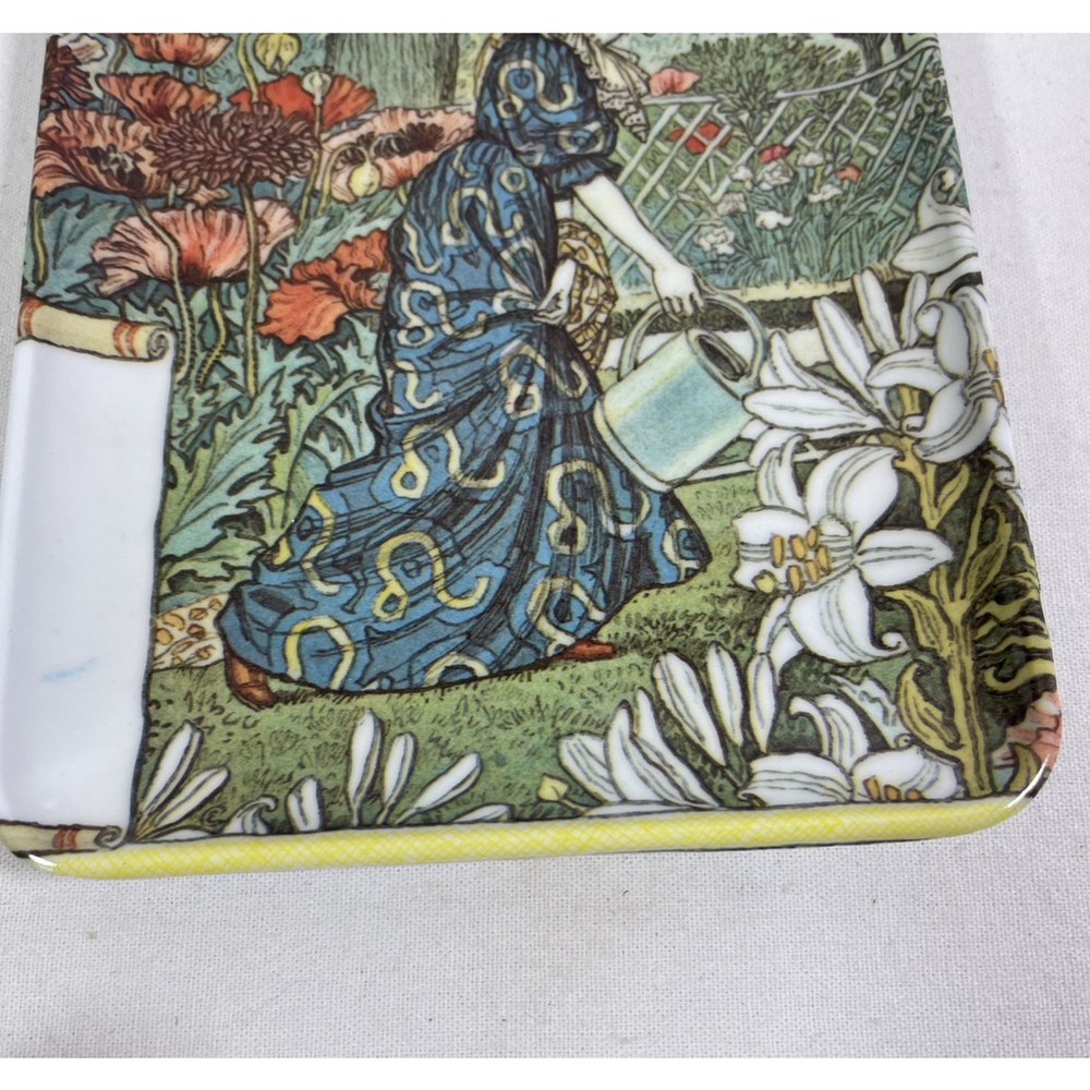 Decorative Crafts Woman in Garden July Juillet Melamine Trinket Dish Italy - Picture 3 of 5